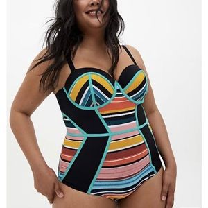 Torrid Black and Multi Colored Swimsuit
